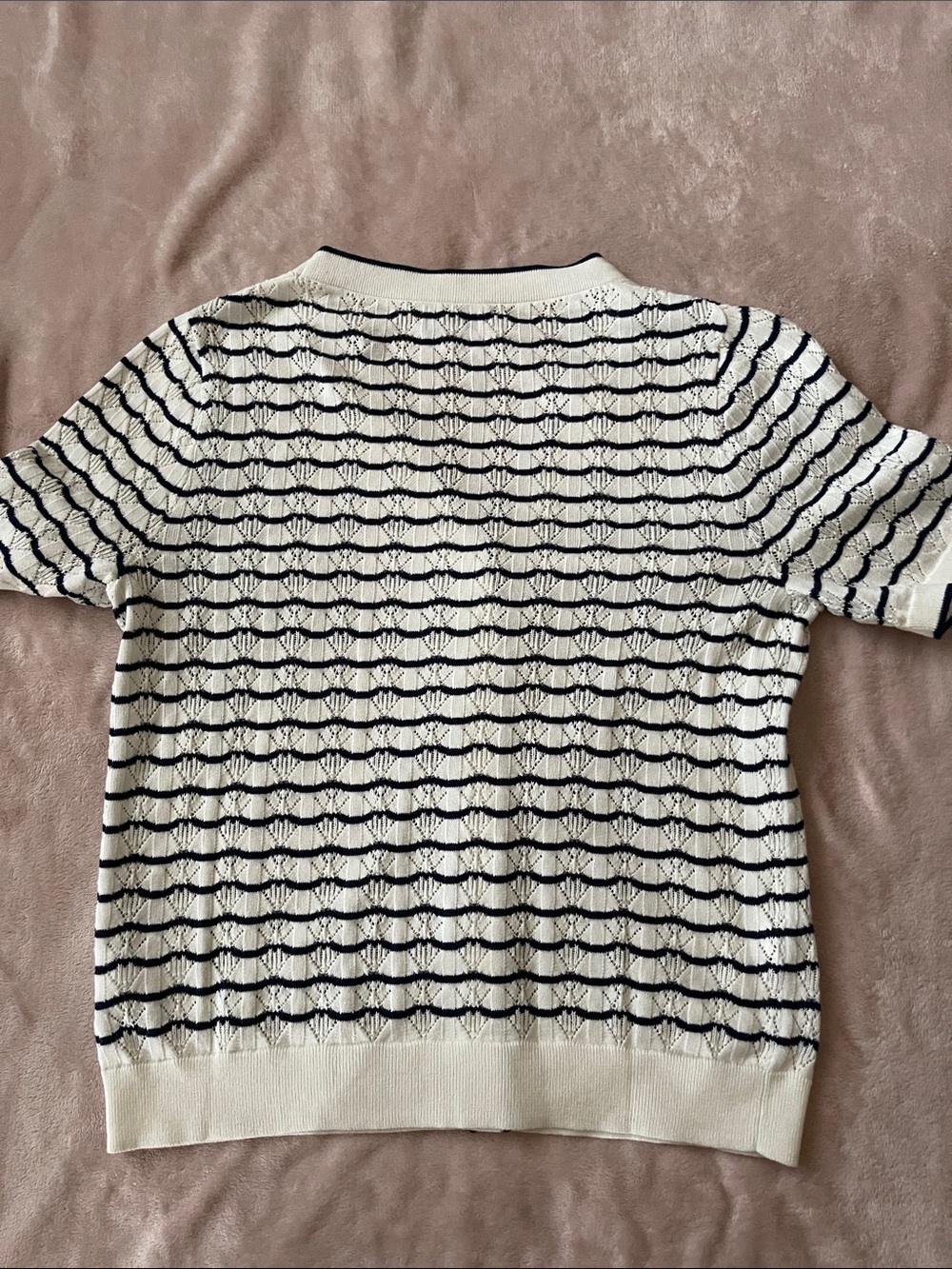 J. Crew Cream and Black Short-Sleeve Knit Cardigan Sweater - Picture 6 of 6